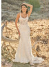Scoop Neck Ivory Allover Lace Open Back Wedding Dress